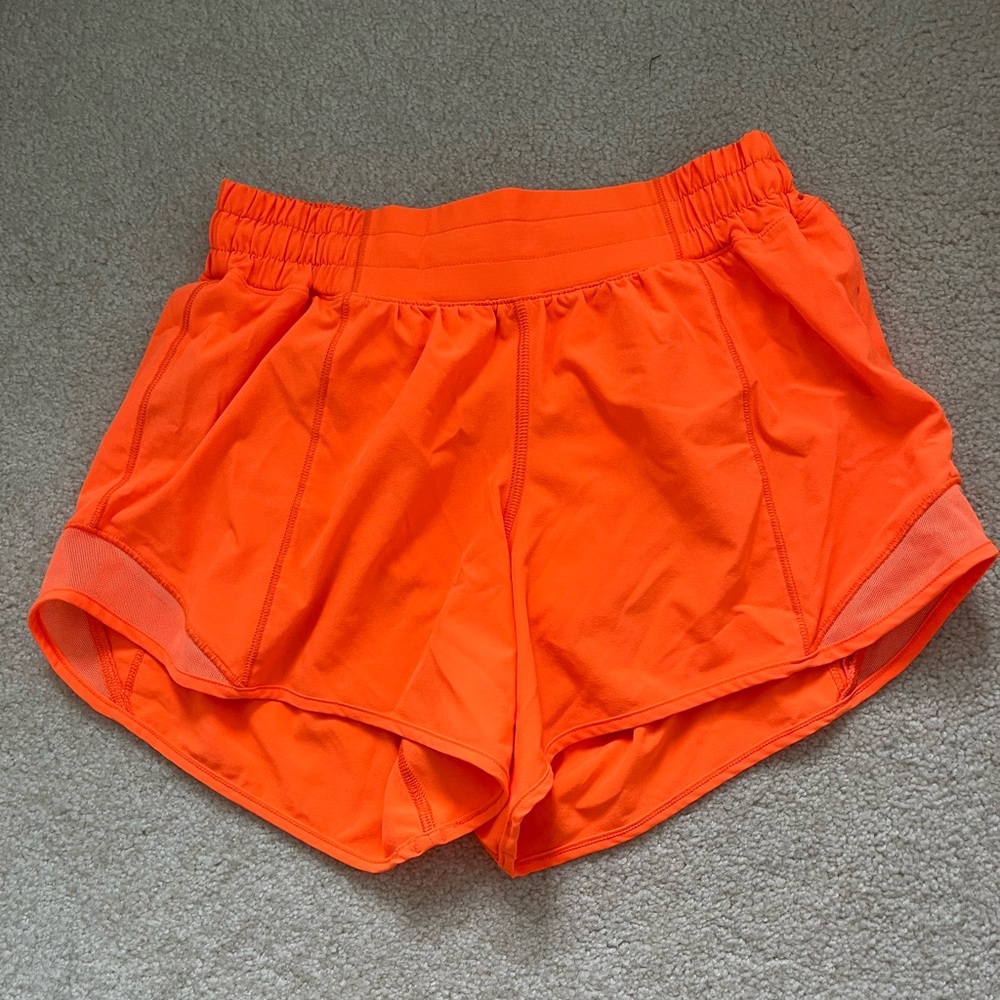 Hotty Hot Low-Rise Lined Short 4” Neon Orange